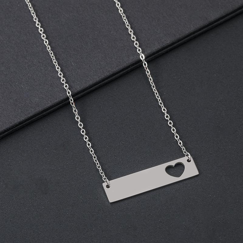 Stainless Steel Hollow Long Bar Engravable Necklace - Festival Gift