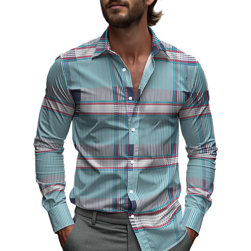 Men S Long Sleeve Printed Business Casual Shirt