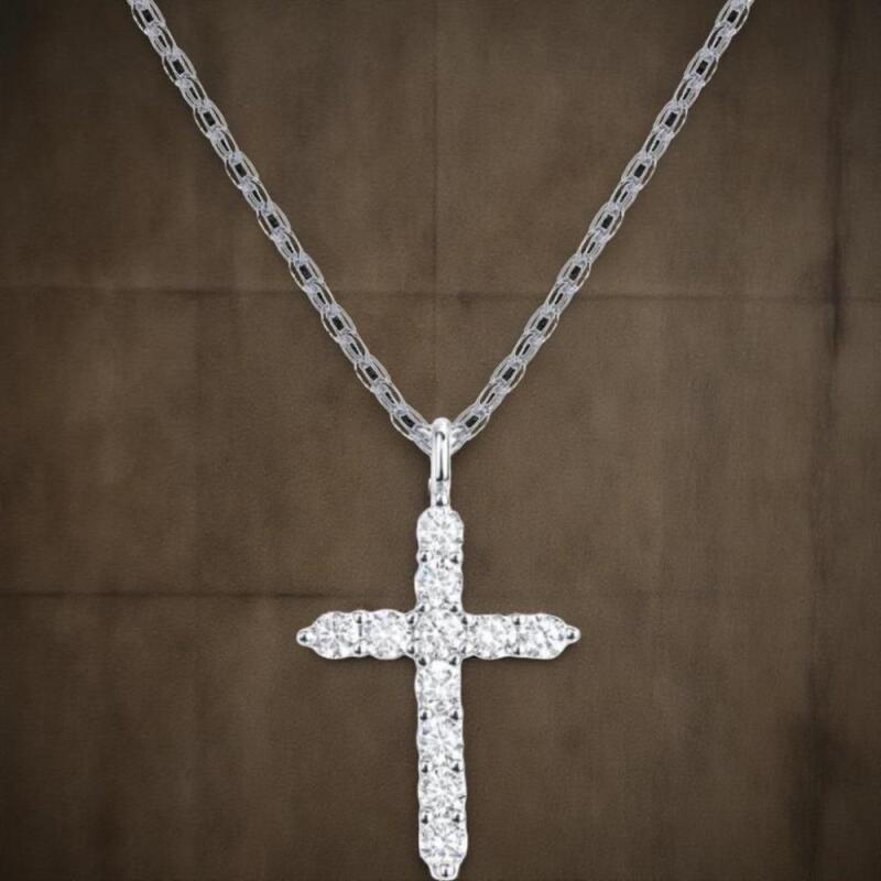 Women's Cubic Cross Mini Chain Necklace Bling