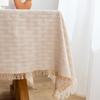 Cotton Linen Tablecloth Rustic Farmhouse Square Tablecloths Burlap Table Covers with Tassel for Kitchen Dinning Picnic Wedding