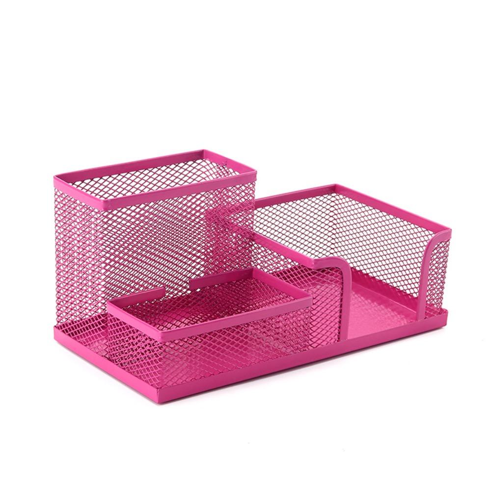 3/4 Grid Metal Mesh Pen Holder Large Capacity Makeup Brush Storage Bucket Bedroom Decoration