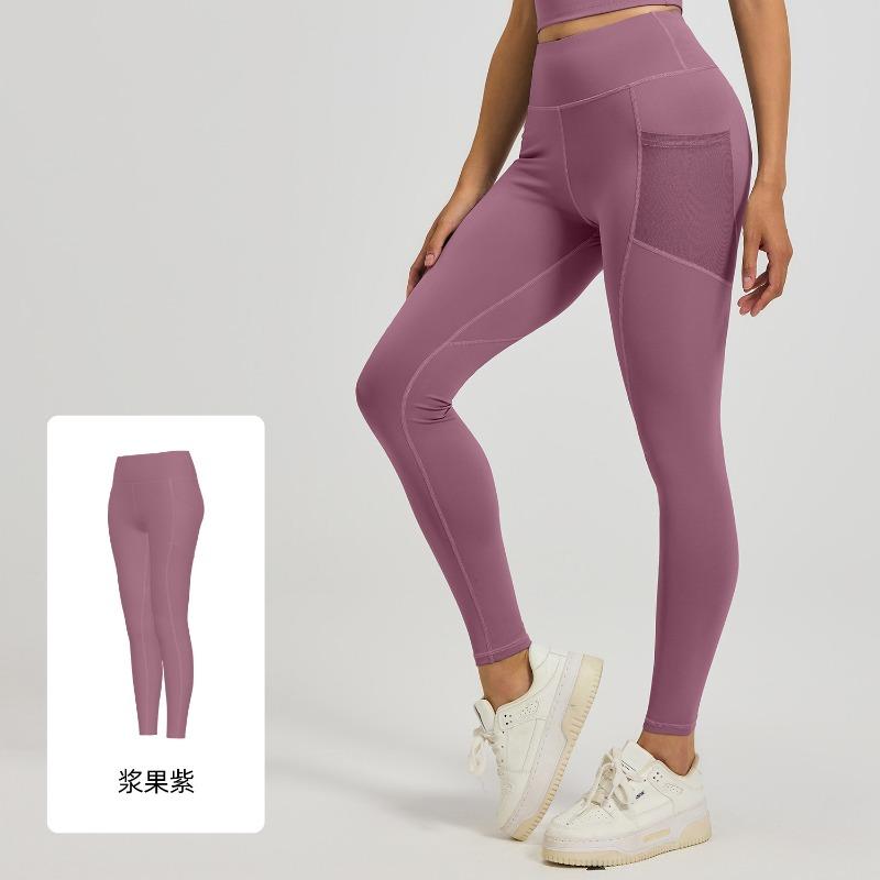Mesh Side Pocket Sports Fitness Pants Running Elastic High Waist Hip Lift Yoga Pants Women's Thin