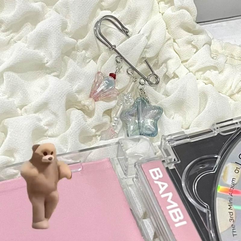 Lovely Resin Star Charm Pin Pendant Fashion Brooch Pins Trendy Decoration Ornament Decors for Women's Backpacks Bag