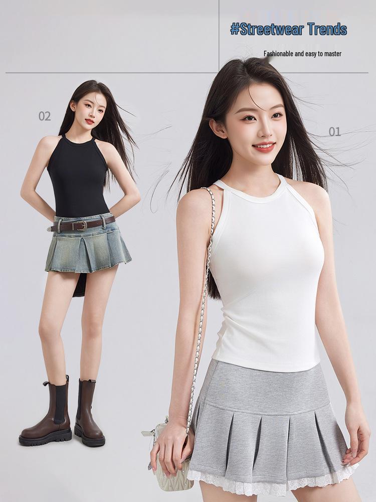 Tencel Lyocell Women's Sleeveless Halter Knit Camisole - Slimming Base Layer Top