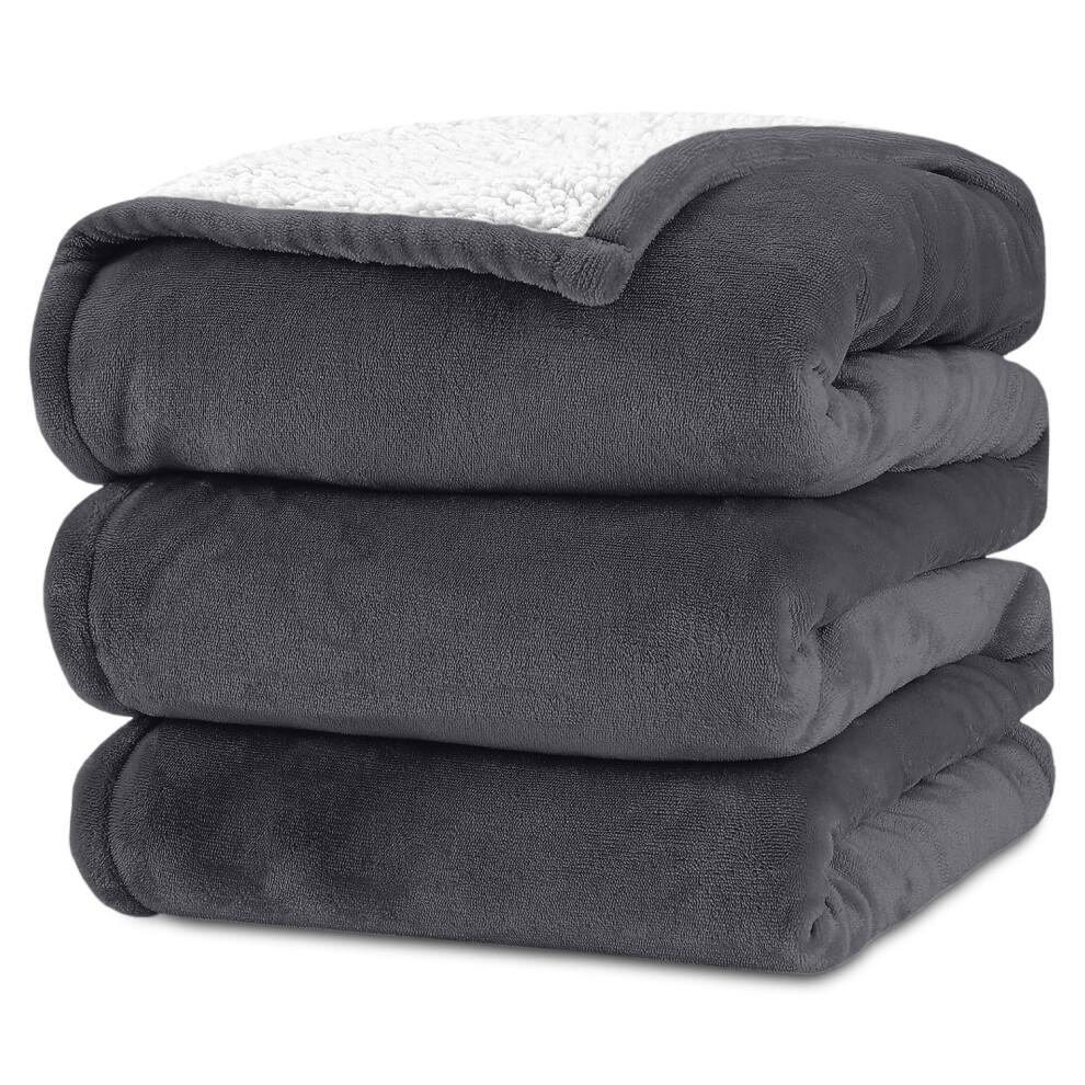 (Super King, Grigio) Coperta Pesante Spessa Copriletto Singolo Doppio King Size-Calda Soffice per Inverni Estremi