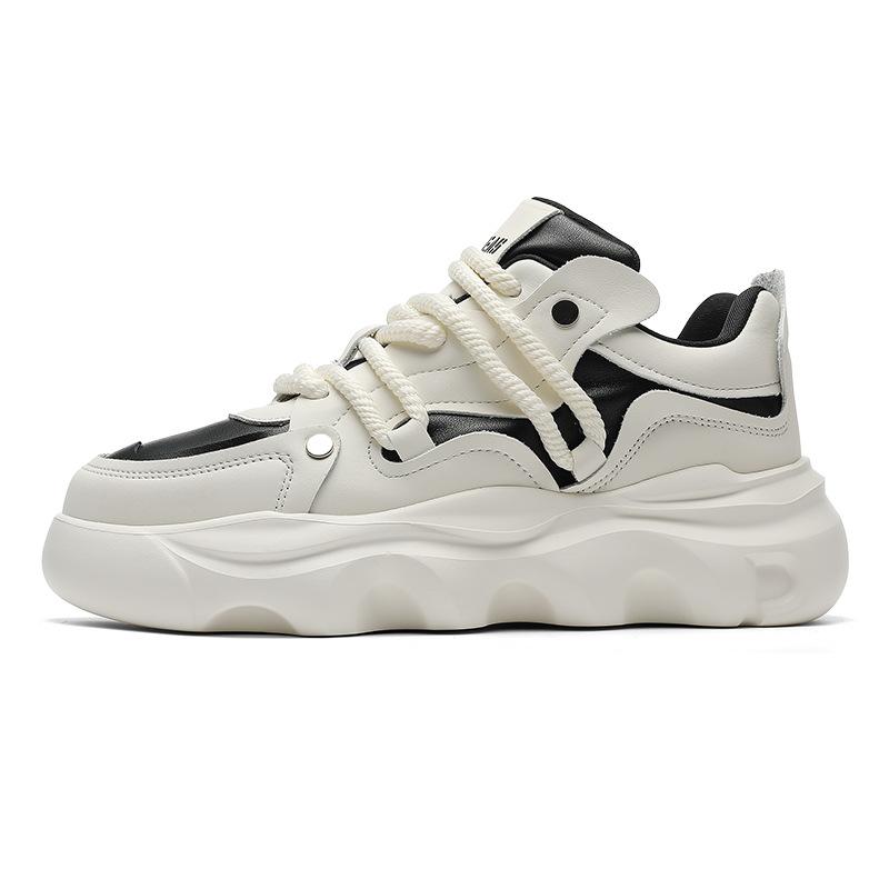 

Новая весенняя мужская обувь в корейском стиле, модная и универсальная, повседневная мужская кожаная обувь, толстая подошва, повышенная комфортная мужская обувь на шнуровке 38