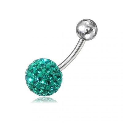 Sky Blue Crystal Ball Navel Piercing Jewel Resin Covered 10mm