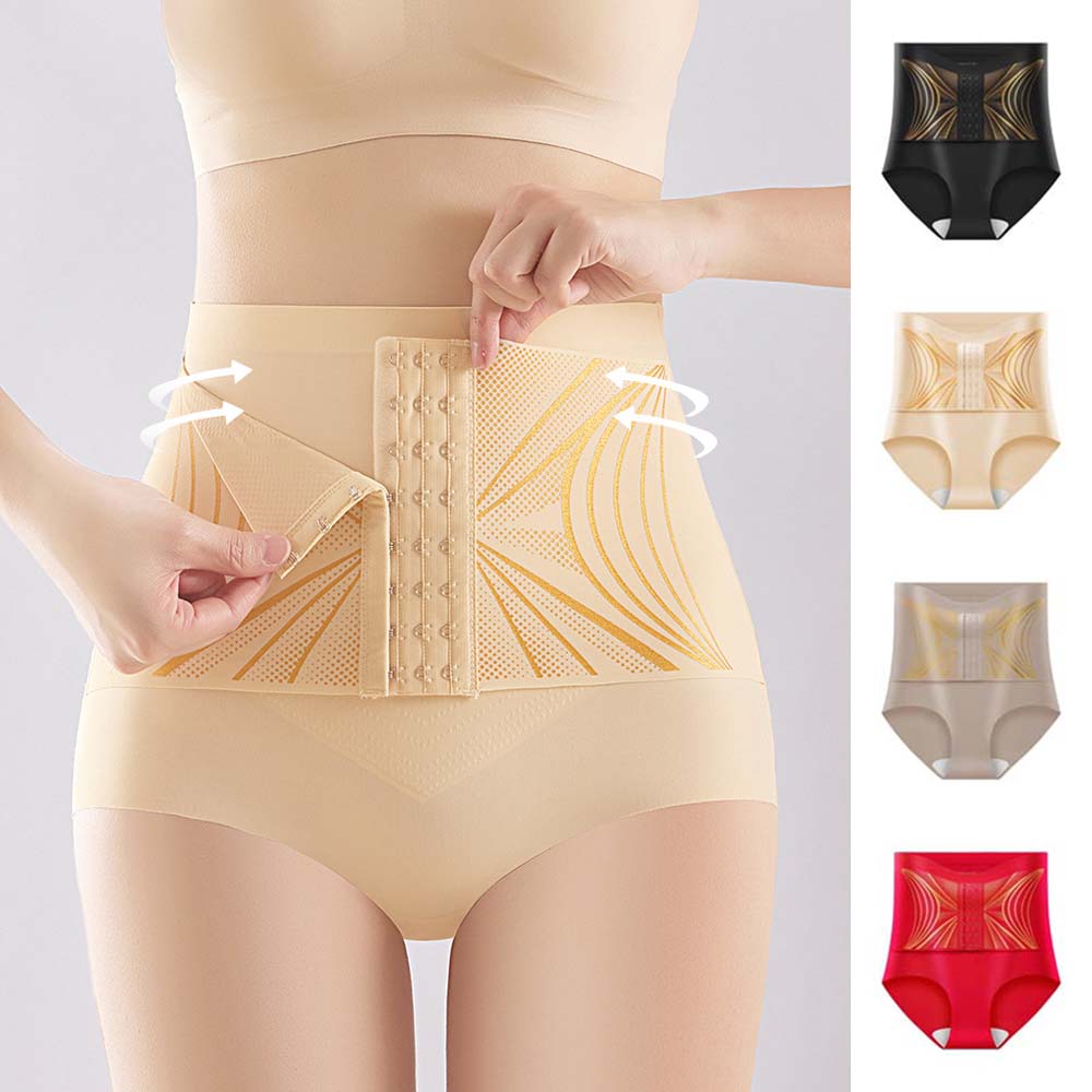 High Waist Slimming Shaping Panties Buckle Tummy Control Underwear Postpartum Body Shaper Lady