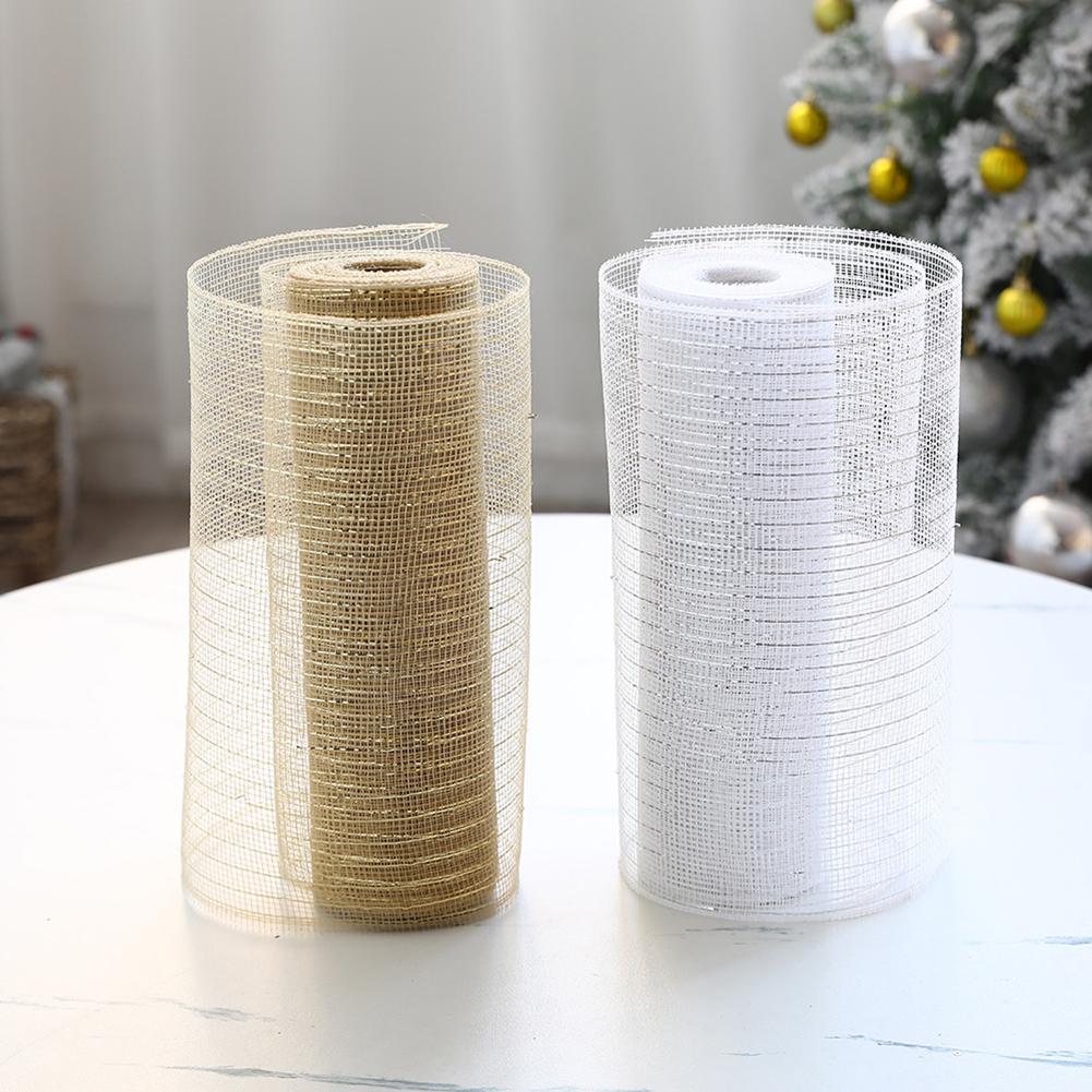 10 Yards Glitter Foil Mesh Ribbon Decorative Gold Sliver Mesh Ribbon Shiny Multifunctional Holiday Party Decoration Supplies