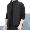 Men Waistcoat Embossing Solid Color Stand Collar Cotton Padded Coldproof Autumn Winter Zipper Vest Coat for Rock Climbing