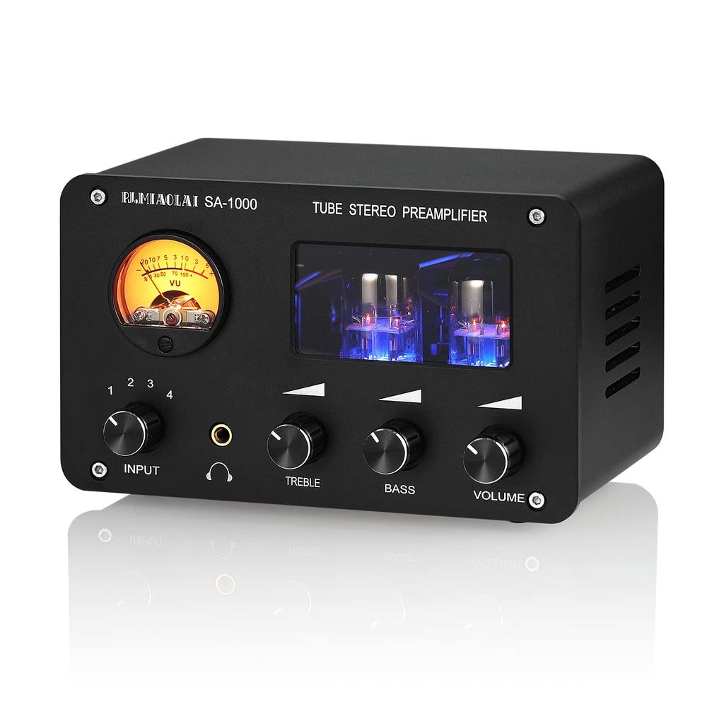 HiFi Vacuum Tube Preamp Stereo 4-Way Audio Switcher Box Desktop Headphone Amplifier (SA-1000)