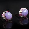 Classic New In Natural Chalcedony Violet Earings Stud  Inlaid Exquisite Pink Crystal Earrings For Women Wedding Jewelry