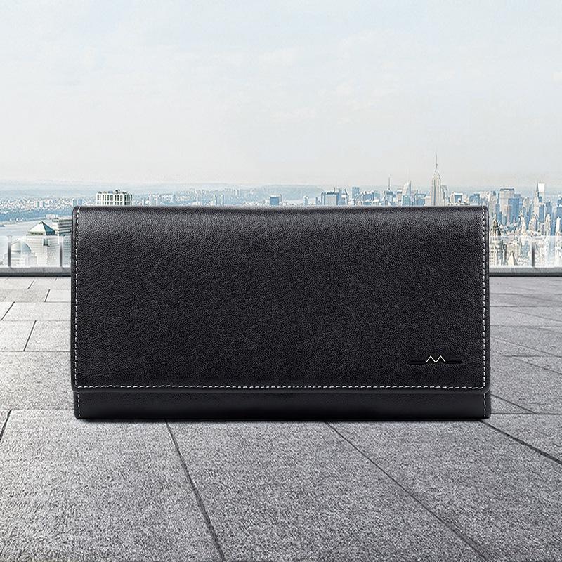 New Arrival: Men's Long Genuine Leather Wallet – Multi-Card, Korean Style, Zippered Cowhide Handbag for Business & Youth.