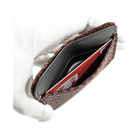 Inden-ya Inden Coin Purse, Deer Leather, Black with Red Diamond Chrysanthemum Pattern, 1208-21-017, Natural Deer Leather with Lacquer Pattern, Box