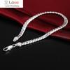 Lekani 925 Sterling Silver náramek jemné šperky 5 mm 20 cm hadí plochý mužský řetízkový náramek / pulsera pro muže