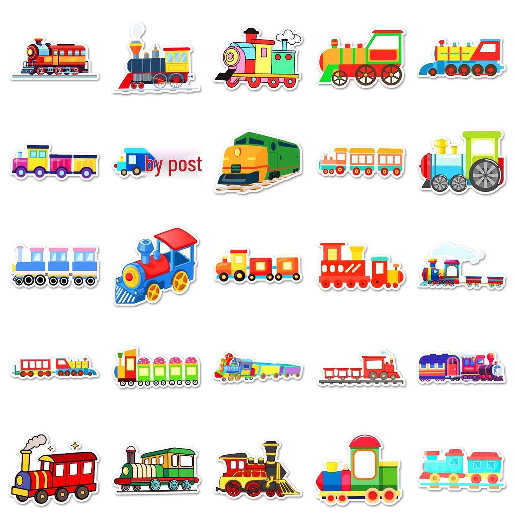 50pcs Cartoon Train Stickers: Childlike, Creative & Waterproof Decoration for Helmets, Stationery, and Computers.