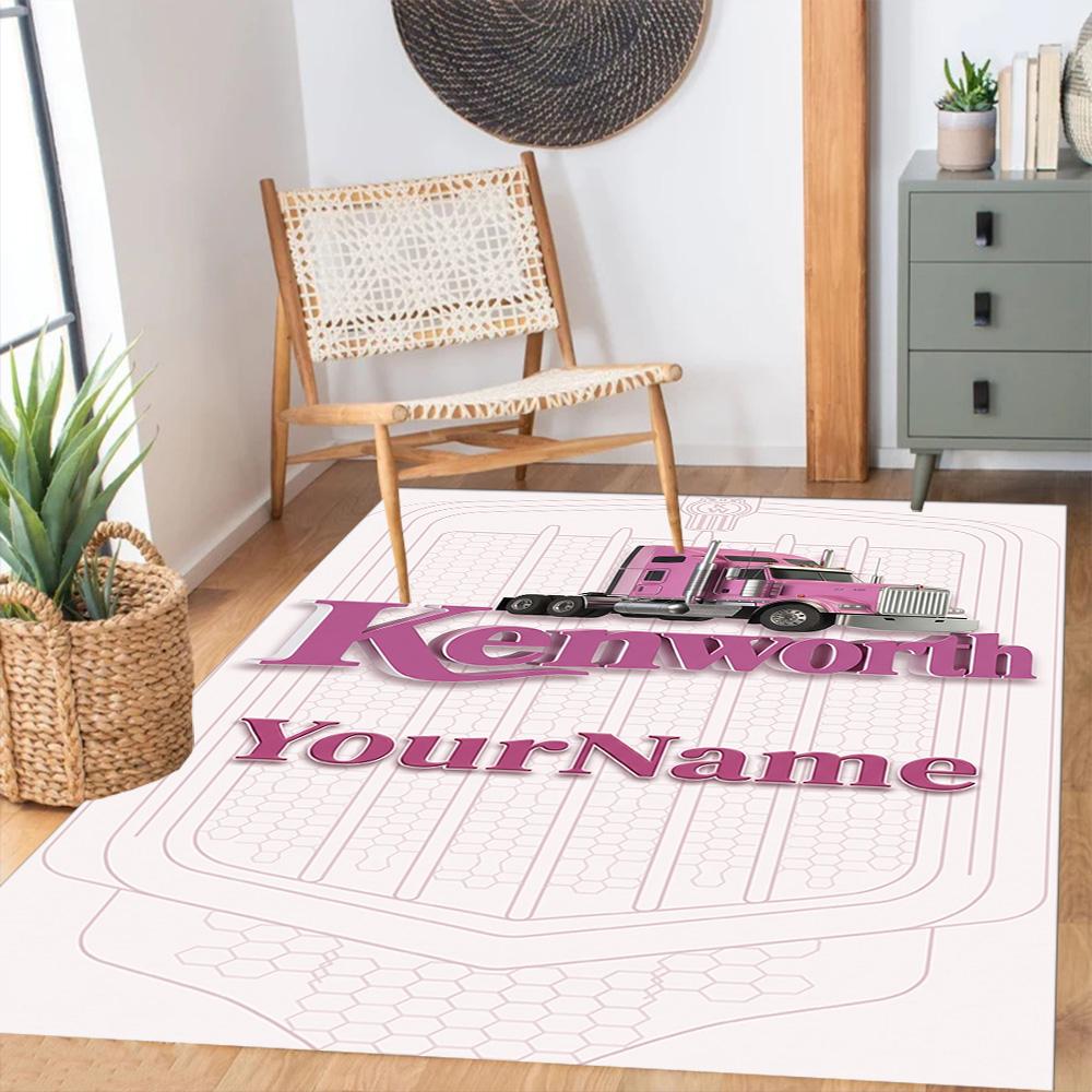 Kw Heavy Trucks Customize Your Name Area Rug Perfect for Study room Hallway Kitchen Game Room Antislip Carpet Anime Office Decor Wedding Party Gift