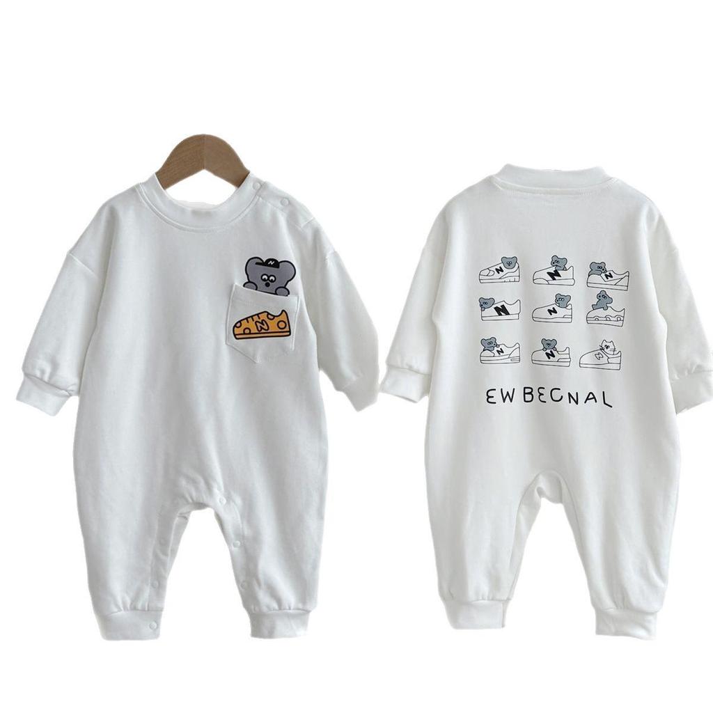 Infant & Toddler Bear Pocket Onesie Romper, Combed Cotton, Soft, Trendy Sweatshirt Style, 0-2 Years