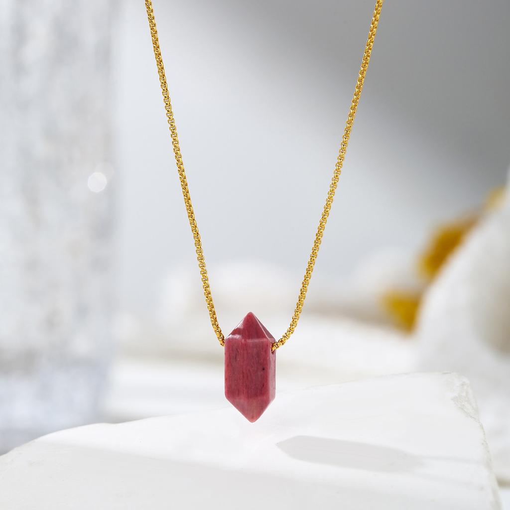 Natural Crystal Pendant, Amethyst, Lapis Lazuli, Necklace, Double Pointed Pillar, Jewelry