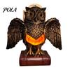 Decorative Small Lamp Table Night Light with Golden Owl, Farmhouse Bedside Style Lighting for Living Room Bedroom Office, Retro Rustic Nightstand