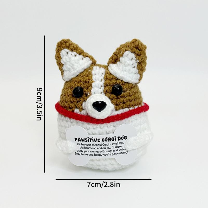 Positive Figures Crochet Doll Ornaments with Cards Funny Gifts Positive Energy Knitted Animals Craft Desktop Car Interior Decor
