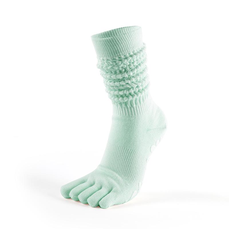 MEIKAN Women s Non-Slip Five-Toe Yoga Socks, High-Top Pilates and Floor Socks One Size