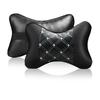 2Pcs Black Leather Car Seat Headrest Neck Pillow Cushion Relax Cervical Vertebra