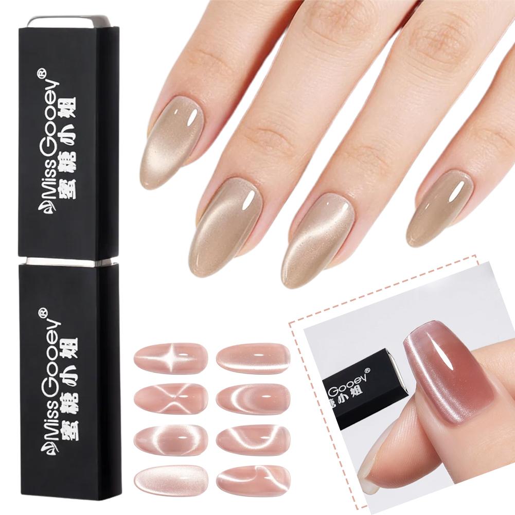 Super Strong Dual-Headed Cat Eye Magnet with Protective Cover Anti-Drop Magnetic Tool for French Nail Art Ribbon Effect Manicure