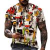 New Design Men's T-shirt Iron Chain Black and White Colorful Painting Style Short Sleeve T-shirt High Quality Fat