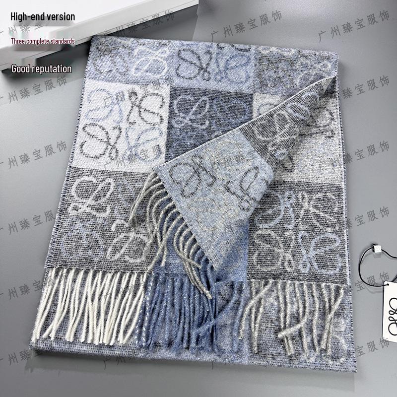 In-Stock Checkerboard Pattern Cashmere Wool Scarf Snood - High-End, Warm, Comfortable, Unisex