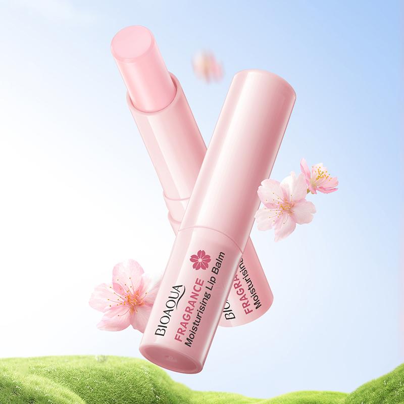 BIOAOUA 1PC Sakura Fragrance Moisturizing Lip Balm Long-lasting Moisturizing Lipstick Temperature Change Color Lip Care