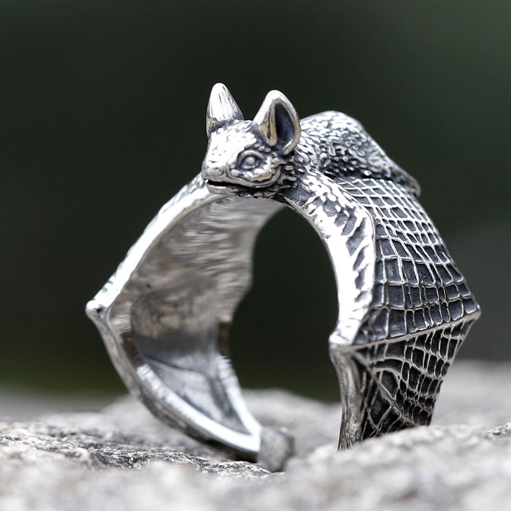 Neues Design Edelstahl Fledermaus Ring Detailliert Punk Biker Tier Schmuck Hohe Qualität Geschenk Zubehör für Geschenk Kostenloser Versand