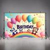 Multicolored Event Backdrop Whimsical Colorful Animal Design Celebration Banner Festive Photo Background for Child's Birthday