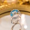 Exquisite super flash zircon ring for girls, light luxury, high-end sense opening adjustable ring, simple real gold electroplating
