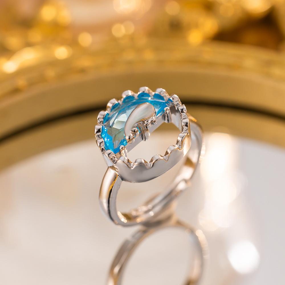 Exquisite super flash zircon ring for girls, light luxury, high-end sense opening adjustable ring, simple real gold electroplating