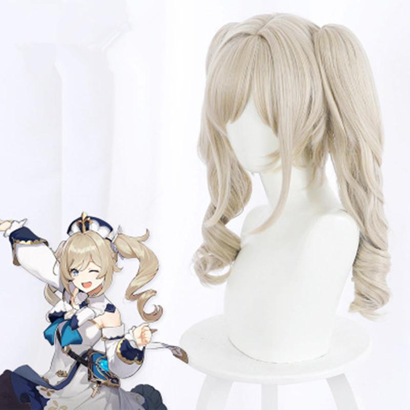 Double Ponytail Wig Original God Golden Wig West Wind Knights Barbara Cosplay Fake Hair
