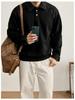 Men's Loose-Fit Lapel Patchwork Hoodie Polo Shirt - Edgy Autumn Long-Sleeve Top