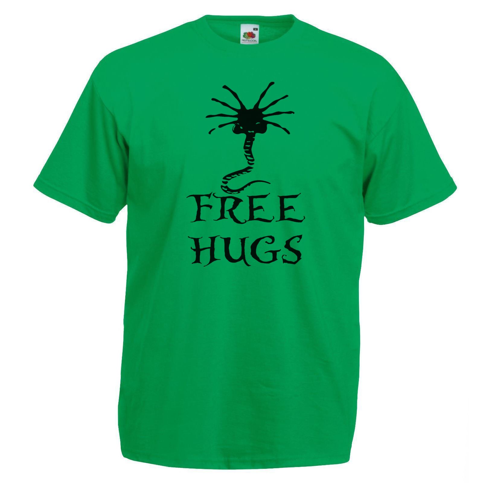 Adults Free Hugs Alien Face Hugger SciFi Horror Movie Unisex Green TShirt S