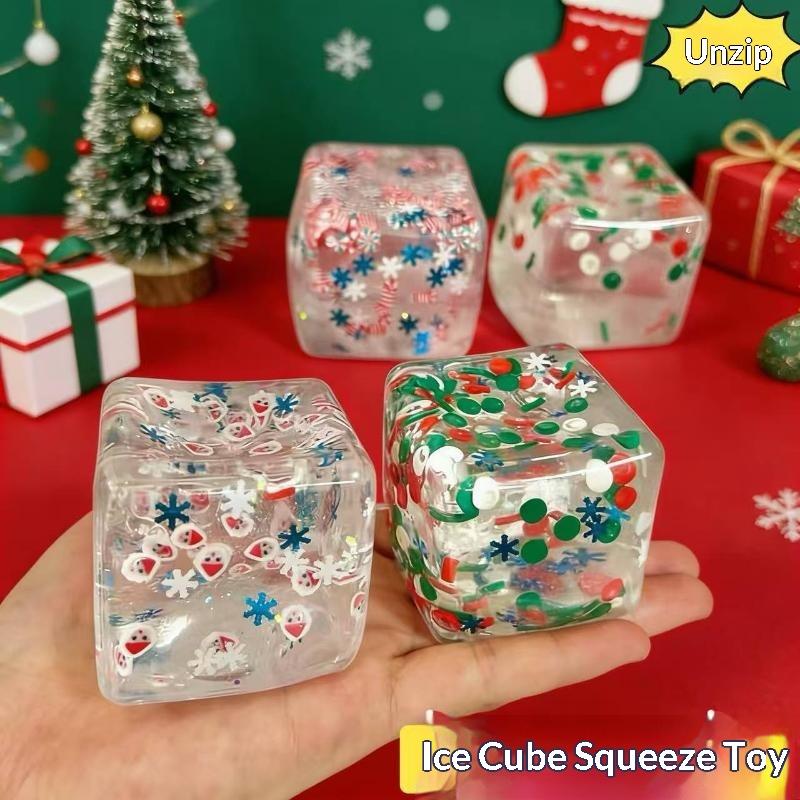 Christmas Maltose Ice Cubes Squeezable Gaint Sensory Stress Ball, Novelty Anxiety Relief Fidget Toy For Adults & Desk