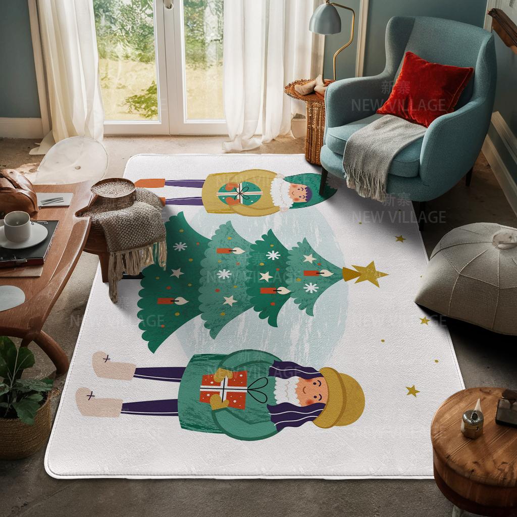House Entrance Carpet Home Door Mat Living Room Bath Foot Bathroom Non-slip Water Absorption Rugs Bath Merry Christmas Winter