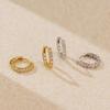 European Luxury S925 Sterling Silver Stud Earrings with Single Row Zirconia Diamonds