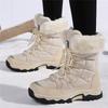 Bottes de Neige Mi-Mollet pour Femmes à Lacets Doublées de Peluche Épaisse Chaleur Hivernale Antidérapantes Bottes de Randonnée Extérieure