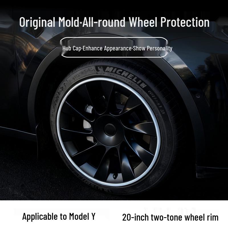 Protetor de Cubo de Roda 20" para Tesla Model Y: Capa de Pneu Bicolor de Cobertura Total para Modelos 2019-2024.