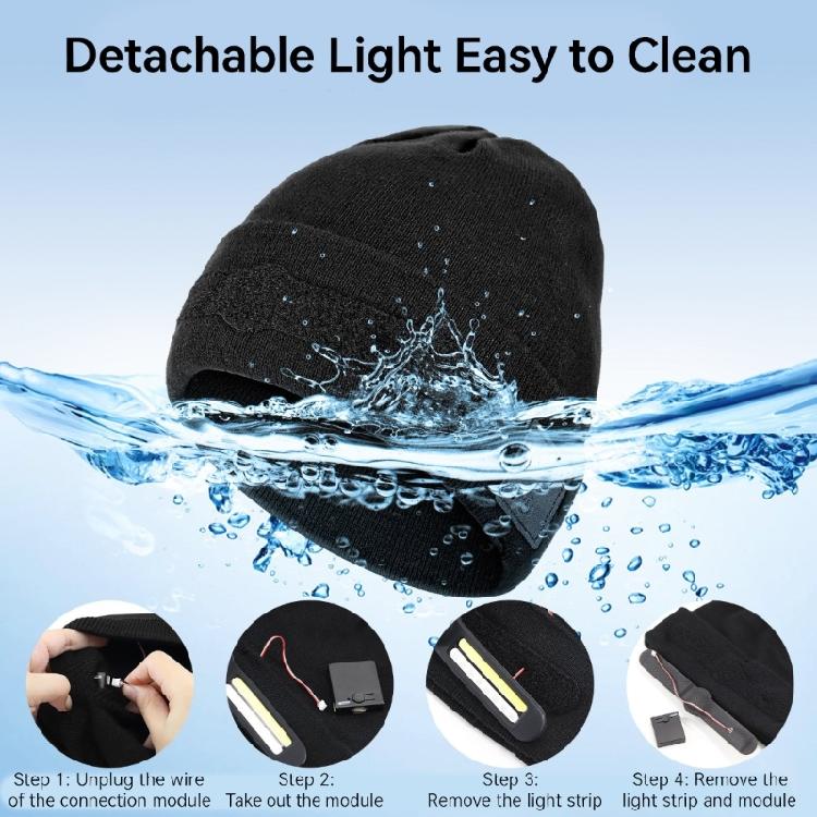 Easy To Clean Removable LED Lamp Knit Hat Rechargeable Outdoor Headlamp Cap For Enthusiasts Night Event And Family Use