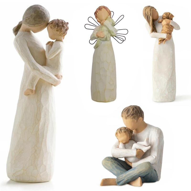 Figurka Mama i Syn Ozdoba Domowa Minimalistyczne Rzemiosło z Żywicy Tata i Dzieci Rzeźba Rodzic-Dziecko Dekoracja Stołu Prezent Świąteczny