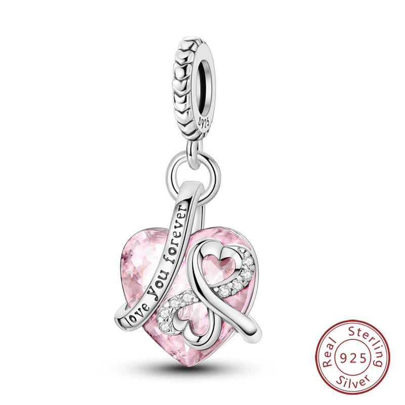 Mother'S Day Copper Pink Heart Shape Embrace Mom Charms Pendants Fit Qikaola Original Bracelet Diy Jewelry Gift