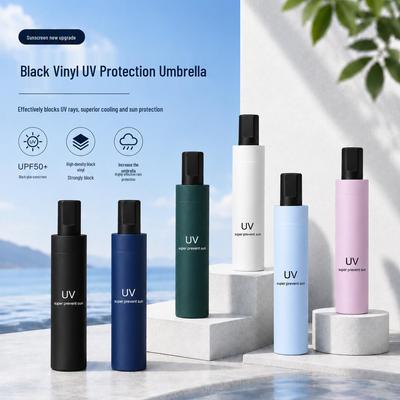 Korean Style Dual-Use Reinforced Sun & Rain Umbrella for Female Students - Manual Foldable Eight-Rib Sun Protection.