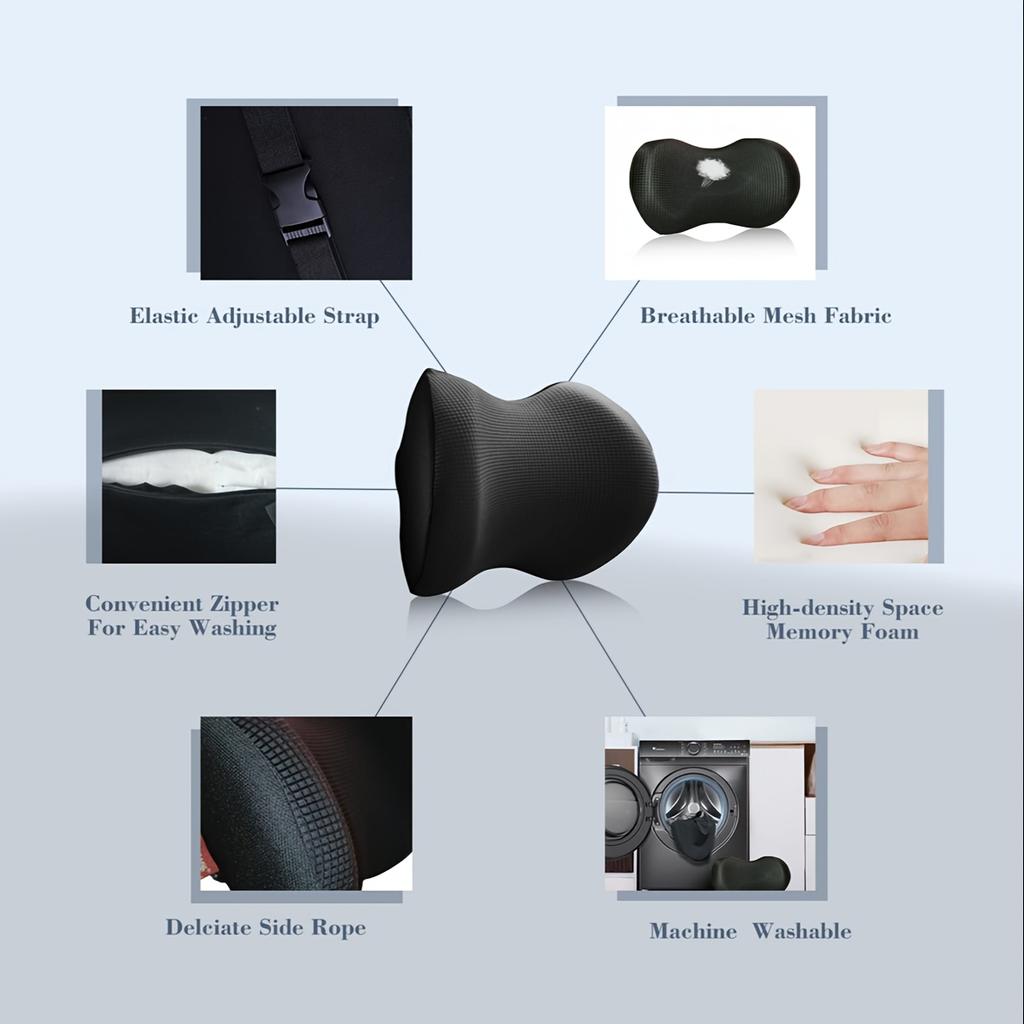 Ultra-comfortable Headrest Pillow with Adjustable Shoulder Strap, Breathable Removable Pillowcase, soft Travel Neck Pillow