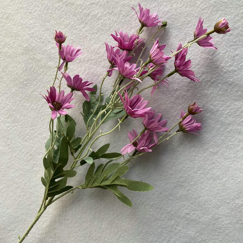 

3 Artificial Head Dahlia Chrysanthemum Bouquet For Wedding Floral Home Decor Purple