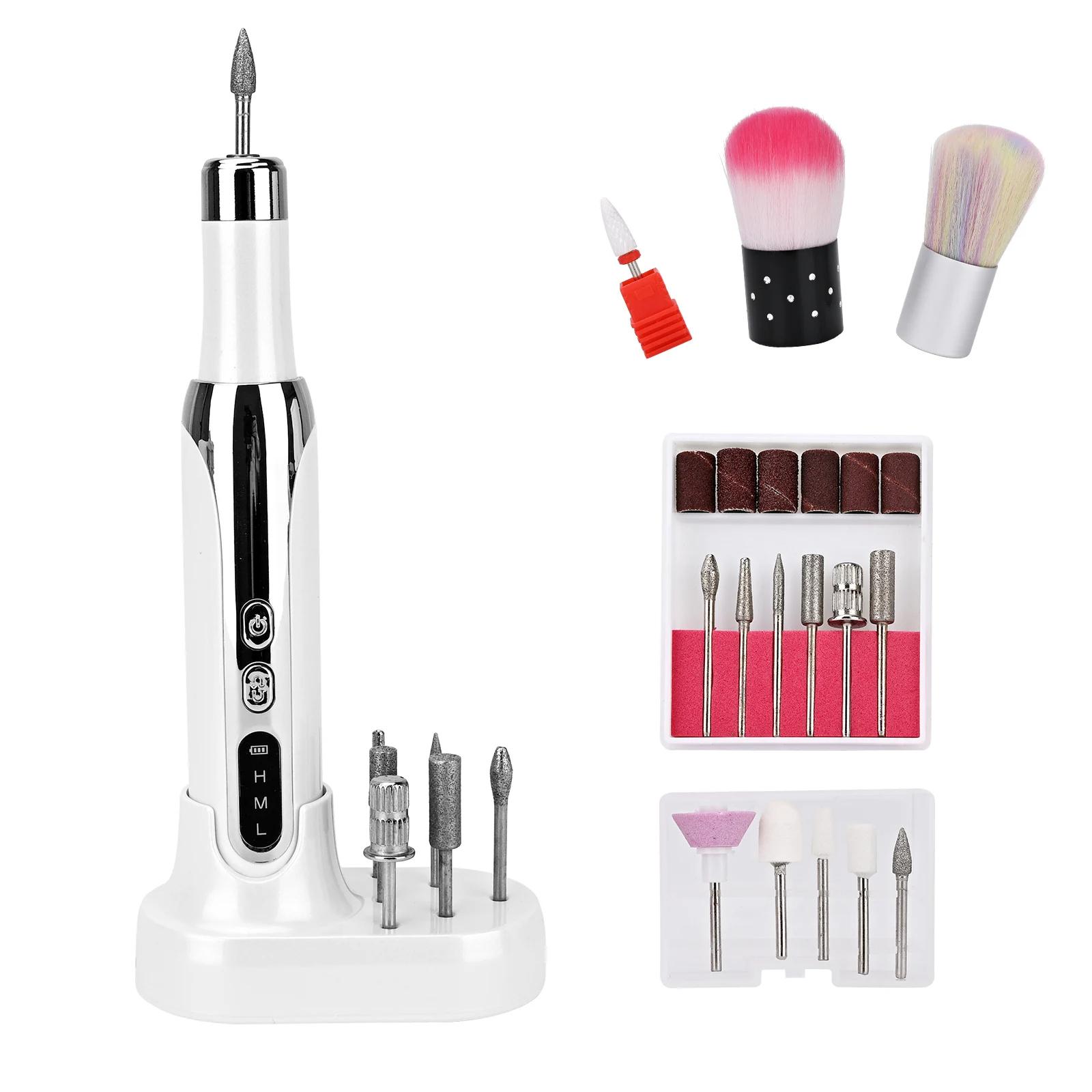 

Портативная аккумуляторная электрическая пилка для ногтей профессиональный набор для маникюра с аксессуарами для ногтей для удаления гель-лака в домашних условиях